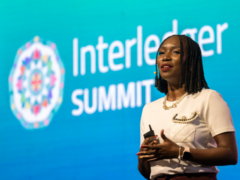 Julaire Hall speaking at the Interledger Summit